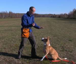 Neil Sattin with Dog Who Sits and is Energized